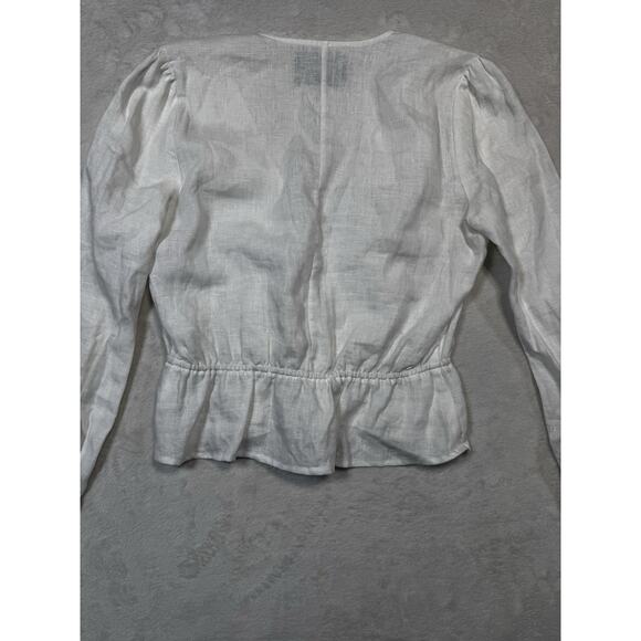 Reformation Linen Lace Blouse SZ M Romantic Victorian Top Ivory Heritage Knit St - Picture 7 of 10
